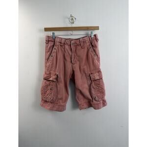 JET LAG L. EAOUE Fit Cargo Shorts Men’s Size 33 Red Distressed